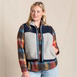 Toad & Co fleece vest navy gray size XL